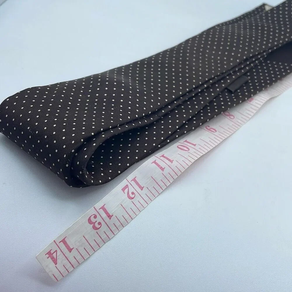 Vintage Givenchy brown tan polka dot neck tie.